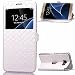 Produktbild Ledertasche Flip Leather View Cover für Samsung Galaxy S7 Edge G9350 Hülle - Yihya Window View PU Leder Folio Schutzhülle Slim Bookstyle Case mit Ständer Halter - Weiß (White)