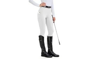 HMILES Legging d'équitation pour femme, en silicone, taille haute, élastique, avec poche pour téléphone portable, passants de ceinture