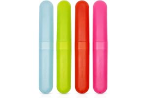 4 resetandborstfodral i plast, håller dina tandborstar alltid rena på semestern, solida färger, 4 enheter (1 st) klassisk, Solida färger, 4 Unité (Lot de 1), Klassisk