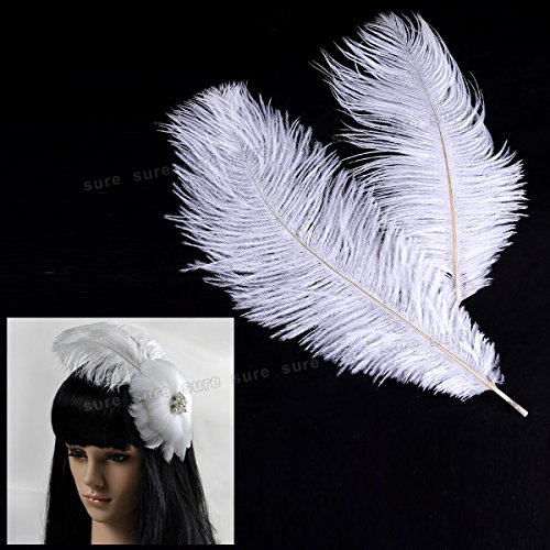 20 Stk. Straußenfeder Strauß Feder 25-30cm Weiss Hochzeit Party Fest Kostüm Deko - 2