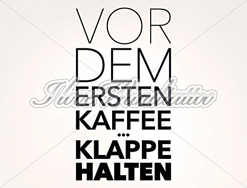 I-love-Wandtattoo 11863 Wandtattoo Kaffee Spruch „Vor dem ersten Kaffee bitte Klappe halten“ lustiger Spruch Wandaufkleber Wandsticker Wohnzimmer Schlafzimmer Schlafzimmerdeko Wohnidee witzige Sprüche Wanddeko Küchendeko Aufkleber Sticker Deko Wand Dekoration Wandspruch Zitat Wohnzimmerdekoration Wanddekoration Tattoo Idee Kaffeedeko - 2