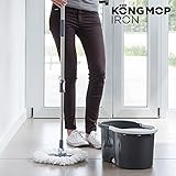 Omnidomo Kong Mop Iron Fregona Giratoria con Cubo, Recambio de Microfibra, Plástico, Gris, 46x25x23 cm
