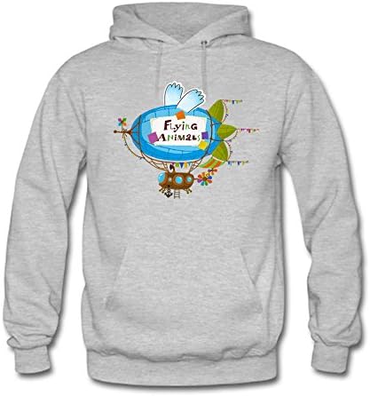 qianyishop Classic Pullover Hooded Sweatshirt - Women's Cute Flying Animals Pattern Casual Long Sleeve Tops Gray 2XL