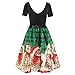 Produktbild VEMOW Damen Elegantes Cocktailkleid Abendkleid Damen Mode Sleeveless Christmas Cats Musical Notes Print Beiläufig Täglich Vintage Flare Dress(X2-Grün, EU-40/CN-L)