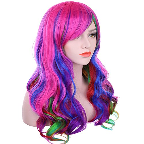 Ambielly 32"/80cm Iridescence Party Cosplay Wig Women's Wig Long Curly Wavy Hair (Iridescence)