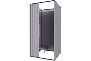 ‎QJSZMEI Umkleidekabine Freistehend, Tragbarer Bekleidungsgeschäft Umkleideraum, Mobiler Bodenstehende Temporärer Einfacher Anproberaum, Sichtschutz Vorhänge für Büro Einkaufszentrum (Grau, 85X85X200)