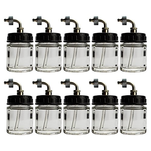 10x 22ml Airbrush Farben Glasbehälter 07 Farbtopf Mischglas Behälter Ausbewahrglas mit Anschluss für Airbrushpistole