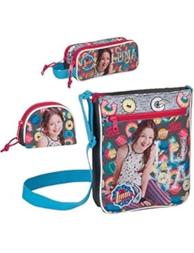Soy Luna Schultertasche, Geldbeutel und Federmäppchen, grau