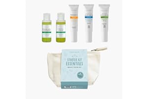 Alma Secret Beauty Travel Set Facial 5 productos para pieles mixtas/normales con extractos naturales y ecológicos. Neceser viaje, pack regalo original para Navidad, San Valentín o el amigo invisible.