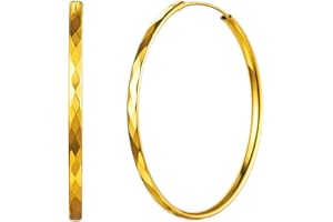 Silvora Creoles Or/Argent 925 Femme Boucles d'Oreilles Petite/Grande Creole Bijoux Cadeau Saint Valentin Fille Mariage Noël Anniversaire Ado Amour