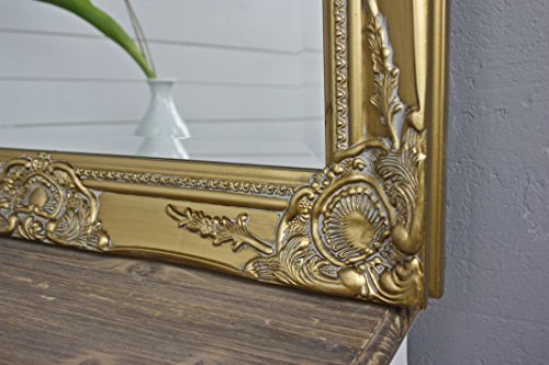 elbmöbel Wandspiegel in gold antik mit Patina 82 x 62cm barock mit Holz-Rahmen und Facettenschliff - 6