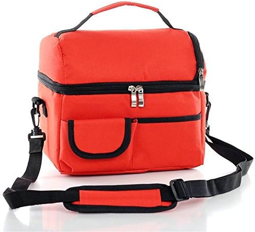 8L PVC Insulated Water-Proof Lining Lunch Camping Box Bag, Cooler Tote Travel Picnic Bag Milk Carring Shoulder Bag (Red))