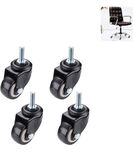 5 Roulettes Avec Frein Pour Chaise De Bureau - PU, 50 Mm, Pivotantes - Remplacement Facile