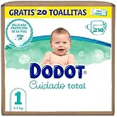Dodot Total Care Size 1 (2-5 kg) Pack of 210 Nappies + 20 Aqua Pure Wipes &ndash; Maximum Protection and Softness for Newborns