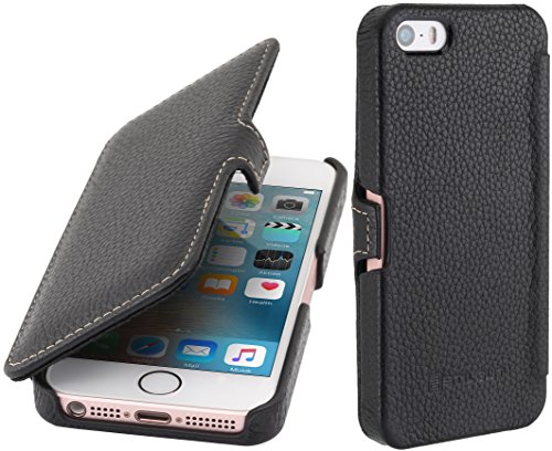 Meilleur FR StilGut Book Type avec clip, housse en cuir pour Apple iPhone 5, 5s  &  iPhone SE, en noir