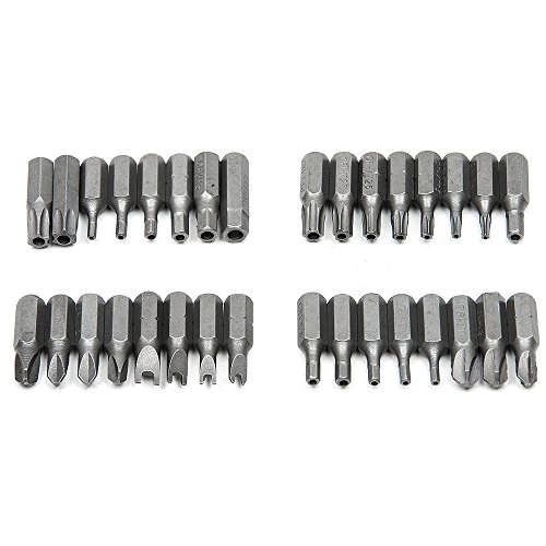 Fortag 33 tlg 1/4″ Sechskant Tri-Wing Torx Tamper Proof Schraubendreher-Bit Magnetischer Bitsatz Spezialbitsatz Schraubendreher Schlüssel Star Hex Halter Rod Sicherheit für Sicherheits-Torxschrauben 6.35mm. - 3