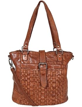 Bear Design Shopper Beuteltasche mit Schulterriemen CL32650 geflochtenes, gewaschenes Leder
