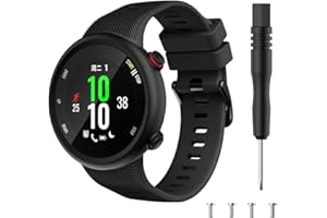 GRANSHO Cinturino in silicone compatibile con Garmin Forerunner 45 / Swim 2, fibbia nera in acciaio inox spazzolato