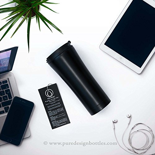 Kaffeebecher to go 450ml. Thermobecher Edelstahl Auslaufsicher 0.45L Matt Schwarz/Weiß – 100% Lebenslange GARANTIE. Dicht Isolierbecher in Premium Verpackung - 5