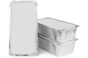 AYN AL MADINA Aluminum Foil Food Storage Containers with Lids Pack of 50 - No6a, Microwavable Baking Tray, Mini Loaf Pan, Oven Trays - Food Container for Meal Prep, Takeaway, Roasting, and Airfryer Cooking