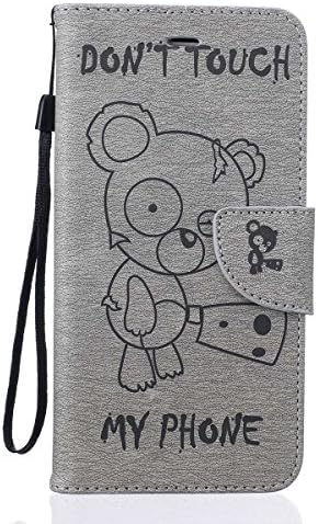 Gelusuk Google Pixel XL Case,Embossed Cartoon Bear Pattern PU Leather Stand Flip Folio Cover Wallet Magnetic Closure Card Holders for Google Pixel XL,Gray Bear