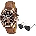 Silver Kartz Chrono-Pattern Watch and Silver-Black Aviator Combo for Men & Boys (ws-52-4) RS.449.00