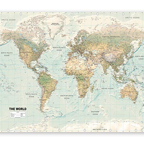 murando Fotomurales 300x210 cm XXL Papel pintado tejido no tejido Decoración de Pared decorativos Murales moderna de Diseno Fotográfico Mapamundi Mapa del mundo k-a-0091-a-d
