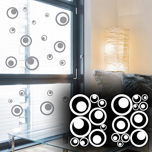 Vogelschutz-Aufkleber für Fenster, Retro-Kreise, 20 Stück, erhältlich in 33 Farben mittelgrau