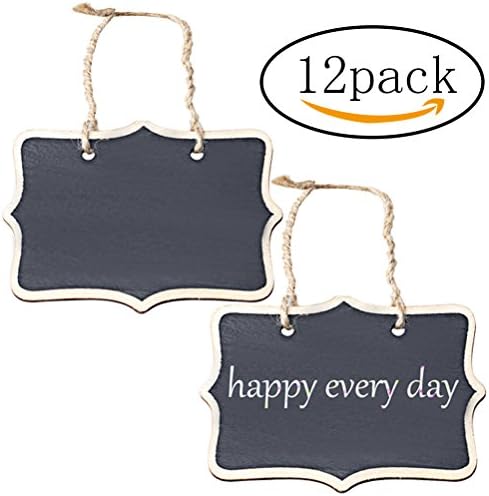 ofoen Mini Rectangle Chalkboards, 12 Pieces Double Sided Blackboard Message Board Signs Black
