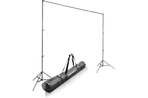 Walimex pro Teleskop Hintergrundsystem L 120-307 cm breit, Fotohintergrund System 102-256 cm hoch, Lampenstativ 5/8'' Spigot, für Fotografie, Video u. Green Screen, für Leinwände aus Papier u. Stoff