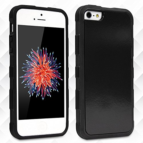 Avis PRUNUS Coque de Protection Anti-gravité,La membrane en glace pour proteger l'ecran (pour IPhoneSE/5/5S (4 pouces), Noir). Idéal pour faire la cuisine / se maquiller / se laver les dents / utiliser dans la salle de bain