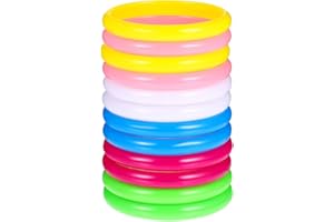 NUOBESTY 12 Piezas Brazaletes de Plástico Pulseras Bonitas de Resina de Color Pulseras Anillos de Fiesta Favores de La Joyería de Plástico para Niños Mujeres Regalo de Niña para