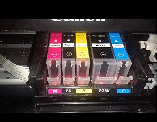 5 kompatible XL Druckerpatronen mit Chip für Canon MX725 MX925 / CANON ip7250 ip8750 / Canon Pixma MG 5450 5450s 5550 5650 6350 6450 6650 7150 7550 / Canon ix6850 sie bekommen 1 x PGI-550BK / 1 x CLI-551BK / 1 x CLI-551C / 1 x CLI-551M / 1 x CLI-551Y XL Version - 2