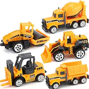 Thboxes 5Pcs/Set Mini Alloy Engineering Car Model Tractor Toy Dump Truck Model Classic Toy Vehicles (Random Style Delivery) Engineering Vehicle Set