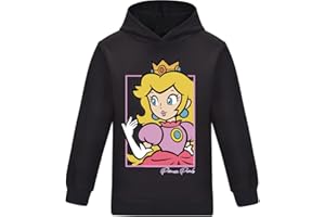 SUYALUOI Die Super Bros Film Hoodie Mädchen Mignon Princesse Peach Pullover Capuche Enfant Cartoon Print Sweat-shirt pour Femme Enfant 3-13 Ans