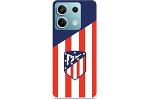 LA CASA DE LAS CARCASAS Funda para Xiaomi Redmi Note 13 Pro 5G - Poco X6 del Atlético de Madrid Escudo Fondo Atletico tansparente Capa de Silicona Flexible con Licencia Oficial Atlético de Madrid