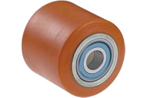 GSEUROMARKET Rullo con nucleo in acciaio, rivestim in poliuretano colato Diam. mm.80 Lungh. mm.90 Port Kg.780 foro con cuscinetti a sfere, uso industriale Ruota per pattini Ruota per sollevatori e Transpallet (90)