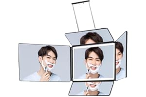 JoliJour Specchio da taglio a 360 gradi - Altezza regolabile con ganci - Specchio pieghevole a 5 lati - Specchio da barbiere - Specchio da parrucchiere per uomo - 360 Mirror