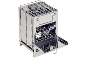 LSDZHK Camping Wood Burning Stove,Stainless Steel Compact Portable Foldable Camping with Ash Catcher,Grill Grid, Storage Bag for Backpacking Hiking Camping Cooking BBQ Picnic (Silver Small)