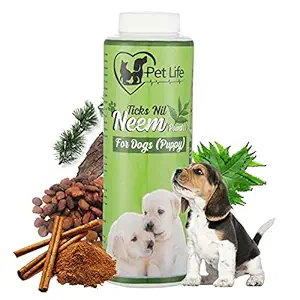 Pet Life Pure Organic Ticks Nil Neem Powder For Dog (Puppy) Effective To Deal With Ticks, Lice, Mites, Fleas, Itching, Anti Bacterial -Safe & Effective Pet Friendly Formula For All Puppy Breeds-100 GM