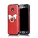 Produktbild Misstars Glitzer Hülle für Galaxy J3 2017 Rot, Bling Pailletten Weiche TPU Silikon Handyhülle Anti-Rutsch Kratzfest Schutzhülle mit Schmetterling Ring Ständer für Samsung Galaxy J3 2017 SM-J330F