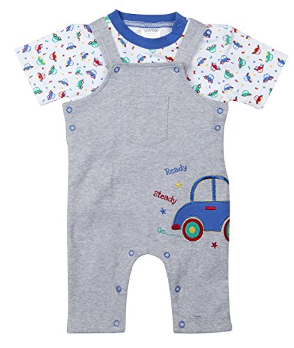 BABYTOWN Baby Boys T Shirt & Dungaree Set Printed Cars Newborn to 6 Months