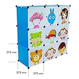 VENKON – Kinderzimmer Steckschrank DYI Steckregal System Regalschrank: 9-Module-Set, blau - 3