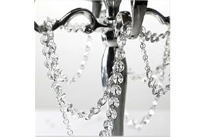 Accesorio decorativo colgante de Musuntas de 5 m para bodas y Navidades con cuentas de cristales octogonales acrílicos transparentes de 14 mm. Guirnalda de tiras de 5 mm