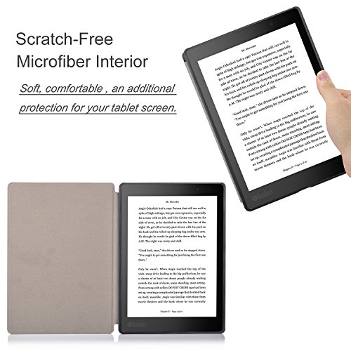 Kobo Aura One Hülle, IVSO Ultra Schlank Superleicht Ständer Slim Leder zubehör Schutzhülle für Kobo Aura One perfekt geeignet, Schwarz - 2