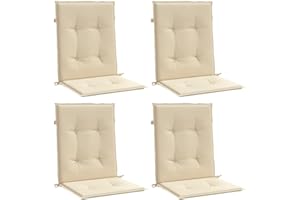 vidaXL Cojines de Silla de Jardín 4 uds, Cojines con Respaldo Bajo, Cojines de Asiento Exterior, Almohadas para Patio Oficina, Tela Oxford Beige