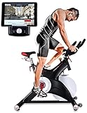 La consola de la bicicleta SX500 es multifuncional de alta calidad con pantalla digital y diferentes programas de entrenamiento integrados - pulsómetro compatible para medir el ritmo cardíaco, también en el manillar