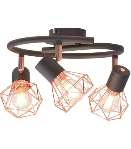 VidaXL Deckenlampe Industrie-Look – 2x LED Filament, Schwarz/kupfer, Verstellbare Spots