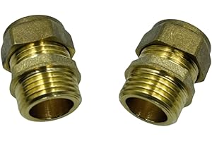 UKDEALS DIRECT UKDD® 15mm Compression by 1/2" BSP Brass Male Iron Coupler (Pair), 15mm x 1/2" Adaptors