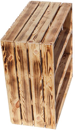 grosse geflammte massive Obstkiste „TAMME“ mit zwei Einlegeböden / Zwischenbrettern ca 60 x 60 x 30cm / Schuhregalkiste Regalkiste Apfelkiste / Weinkiste - 2